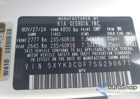 2025 Kia Sportage Ex из США, поврежденный, VIN 5XYK3CDF7SG290671